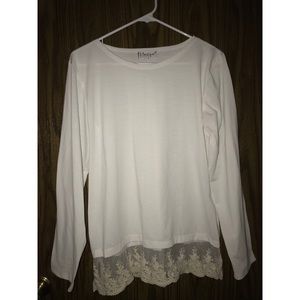 Cream Top with Lace Design around Bottom